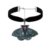 XIGAWAY Collar vintage de polilla negra para mujer, gargantilla de terciopelo con colgante de corazón, elegante joyería gótica, 1, Metal, No es una piedra preciosa