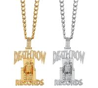 XIGAWAY DEATHROW RECORDS - Collar prisionero con colgante de circonita hip hop con cadena pesada para hombres y mujeres, 1, Metal, No es una piedra preciosa