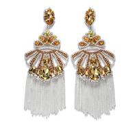 XIGAWAY Deslumbrantes aretes colgantes con flecos para mujer, aretes colgantes geométricos de diamantes de imitación chapados en oro o plata, joyería de fiesta llamativa, S, Diamante de imitación, Sin