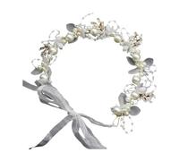 XIGAWAY Diadema de corona de cristal para mujer, tiara de perlas de boda (blanco/rosa/morado/azul/rojo) (rosa)