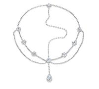 XIGAWAY Diadema de cristal para novia, cadena de frente de boda con diseño de gotas, accesorios para el cabello con diamantes de imitación para mujer, elegante tiara de boda (dorado/plateado), talla