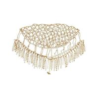 XIGAWAY Diadema de flecos de cristal brillante, elegante accesorio de metal para el cabello para mujer (plata, dorado) (dorado)