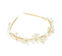 XIGAWAY Diadema de perlas florales de estilo coreano con diamantes de imitación para mujer, dorado/plateado/rosa/azul (14 cm de diámetro) (plateado)