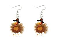 XIGAWAY Divertidos pendientes acrílicos de pollo para mujer y hombre, diseño animal impreso en 2D, estilo retro, accesorios ligeros para colgantes, S, Acrílico, Sin piedra preciosa