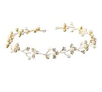 XIGAWAY Elegante diadema de novia de cristal floral para niñas, accesorios para el pelo de niña con diamantes de imitación dorados y plateados para bodas (dorado)