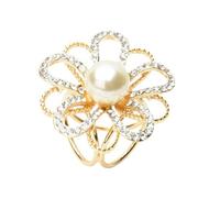 XIGAWAY Elegante pin de bufanda de ojo de gato con flor de perla y mariposa, broche de aleación para mujer, elegante clip de chal (dorado/plateado, múltiples diseños), talla única, Metal