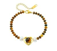 XIGAWAY Elegante pulsera de cuentas para mujer con colgante en forma de corazón, eslabones de cadena de acero inoxidable, joyería geométrica para regalo de oficina y viajes, colección de primavera
