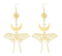 XIGAWAY Elegantes aretes de aleación de zinc con mariposa dorada para mujer, aretes colgantes de moda para oficina y viajes (primavera de 2025)