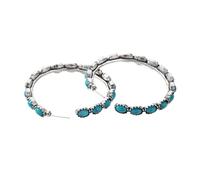 XIGAWAY Elegantes aretes de gota de turquesa elipse para mujer, aretes geométricos tribales bohemios, aretes de aleación de moda para uso diario, S, Metal, Sin gemas