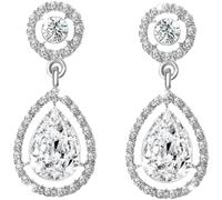 XIGAWAY Elegantes aretes largos con forma de gota con circonita para mujer, aretes colgantes de aleación de diamantes de imitación, aretes de plata de lujo a la moda