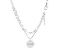 XIGAWAY Gargantilla de acero de titanio con letra de disco, unisex, colgante redondo plateado, cadena ajustable de 50 a 60 cm, regalo de joyería, 1, Acero de titanio, Sin piedra preciosa