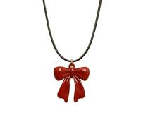 XIGAWAY Gargantilla de lazo rojo, colgante punk de aleación de zinc con diamantes de imitación y cadena de cuerda de cera, ajustable de 41 a 50 cm, collar gótico unisex para mujeres y hombres, 1, Zinc