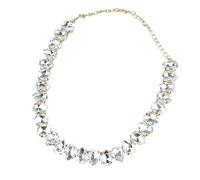 XIGAWAY Gargantilla multicapa con diamantes de imitación, cadena de clavícula con colgante de gota de agua, joyería de flores de resina colorida para mujer (oro rosa/rosa/multicolor), 1, Diamante de