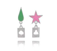 XIGAWAY Hisoka - Pendientes de aleación de plata con diseño de póquer, accesorio unisex de anime Hunter x Hunter, perfectos para cosplay, Halloween y regalos (1 par), Piedra