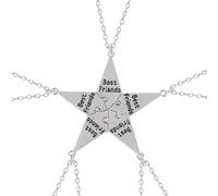 XIGAWAY Juego de 5 collares geométricos de rompecabezas para mujer, collares de grupo de mejores amigos para 5 personas, cadena de aleación chapada en plata para regalo de amistad, cumpleaños o equipo