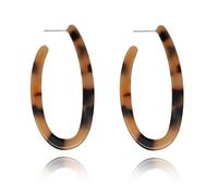 XIGAWAY Juego de aretes geométricos acrílicos, aretes modernos de estilo europeo y americano para mujer, diseño ovalado ligero, acabado galvanizado (varios juegos disponibles), S, Acero aleado, sin