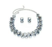 XIGAWAY Juego de collar y aretes cuadrados de diamantes de imitación exagerados para mujer, joyería geométrica, S, Diamante de imitación, No es una piedra preciosa