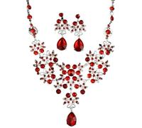 XIGAWAY Juego de collar y aretes de lágrima de mariposa para mujer, joyería geométrica de boda en opciones multicolor, S, Metal, No es una piedra preciosa