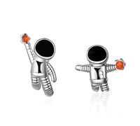 XIGAWAY Lindo espacio asimétrico plata astronautas Stud pendientes mujeres moda pendientes