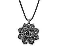 XIGAWAY Om Lotus Mandala Colgante Collar Tibetano Protección Budista Joyería Meditación, Tela,