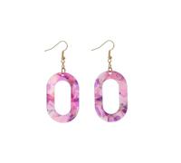 XIGAWAY Pendientes acrílicos de bloque de color morado para mujer, aretes colgantes geométricos ovalados, joyería artística de aleación