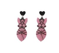 XIGAWAY Pendientes acrílicos de corazón rosa para mujer, aretes colgantes de gran tamaño en forma de estrella, joyería geométrica de moda (8 x 3 cm)