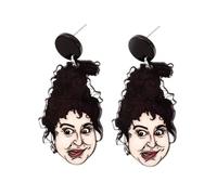 XIGAWAY Pendientes acrílicos de Halloween con impresión de retrato, estilo hip hop, aretes de gota para mujer, S, Acrílico, Sin piedra preciosa