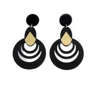 XIGAWAY Pendientes acrílicos de hip hop para mujer, aretes colgantes geométricos en blanco y negro (7,5 x 4,5 cm), S, Acrílico, Sin piedra preciosa