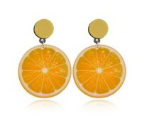 XIGAWAY Pendientes acrílicos de limón para mujeres y hombres, aretes geométricos con temática de frutas