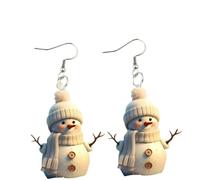 XIGAWAY Pendientes acrílicos de muñeco de nieve para mujeres y hombres, aretes colgantes con temática de invierno con copo de nieve y decoraciones navideñas, accesorios de oreja de Navidad de estilo