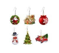 XIGAWAY Pendientes acrílicos de Navidad, diseño de camión, muñeco de nieve y árbol (6 diseños festivos, 4 g), S, Acrílico, Sin gemas