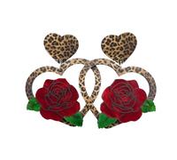 XIGAWAY Pendientes acrílicos de San Valentín para mujer, con forma de corazón, estampado de leopardo rosa, colgantes, S, Acrílico, Sin piedra preciosa