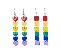 XIGAWAY Pendientes acrílicos en forma de corazón para mujer, hechos a mano, geométricos transparentes, cuadrados, S, Acrílico, Sin piedra preciosa