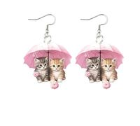 XIGAWAY Pendientes acrílicos unisex con diseño de gato romántico, color rosa, vintage, regalo de joyería de animales
