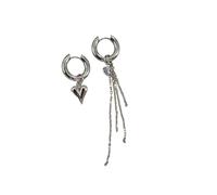 XIGAWAY Pendientes asimétricos de borla de corazón para mujer, juego de 2 pares de aretes de cadena con dije de corazón, aretes de estilo étnico de material mixto, 20 mm y 18 mm, S, Material mixto