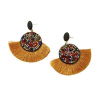 XIGAWAY Pendientes bohemios con borlas para mujer, aretes colgantes geométricos vintage en azul claro, marrón, blanco, talla única, Metal, sin tipo de gema