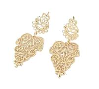 XIGAWAY Pendientes bohemios retro de aleación hueca para mujer, aretes colgantes geométricos vintage en negro, oro, plata (6 x 2,5 cm), S, Metal, Sin gemas