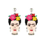XIGAWAY Pendientes clásicos de acrílico para mujer, coloridos aretes colgantes retro caprichosos, estilo vintage, joyería artística hecha a mano