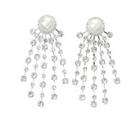 XIGAWAY Pendientes colgantes con flecos para mujer, aretes colgantes geométricos de cristal en tono dorado y plateado, S, Diamante de imitación, Sin piedra preciosa
