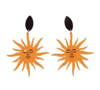 XIGAWAY Pendientes colgantes de acrílico con cara de sol amarillo para mujer, diseño feliz