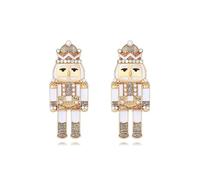 XIGAWAY Pendientes colgantes de aleación de zinc con diseño de soldado rey con detalles de perlas para mujer, bonitos aretes colgantes de dibujos animados, S, Zinc, Sin piedra preciosa