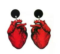 XIGAWAY Pendientes colgantes de corazón acrílico para mujer, aretes colgantes rojos con estilo de borde dulce