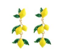 XIGAWAY Pendientes colgantes de frutas para mujer, diseño de limón, aleación esmaltada, mezcla de colores