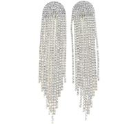 XIGAWAY Pendientes colgantes geométricos de diamantes de imitación para mujer, diseño geométrico de plata/oro con cadena de cristal, S, Metal, Sin gemas
