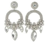 XIGAWAY Pendientes colgantes geométricos florales - Pendientes de aleación chapados en oro y plata con diamantes de imitación para mujer, S, Diamante de imitación, Sin gemas