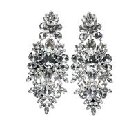 XIGAWAY Pendientes colgantes geométricos para mujer, aretes colgantes ovalados grandes de cristal en acabado chapado en oro y plata, S, Diamante de imitación, Sin piedra preciosa