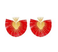 XIGAWAY Pendientes colgantes geométricos y de corazón de estilo europeo y americano para mujer, diseño de borla de aleación de oro, oro KC y colores, moda de otoño de 2024, talla única, Acero aleado