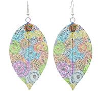 XIGAWAY Pendientes coloridos en forma de hoja para mujer, aretes colgantes de aleación ligera, joyería de moda en colores arcoíris, S, Metal, Sin gemas