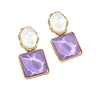 XIGAWAY Pendientes cuadrados geométricos de ondas de agua para mujer, color azul, blanco, verde, morado, 3,5 x 2 cm, estilo coreano, regalo de joyería, Pequeño, Metal, Sin piedra preciosa