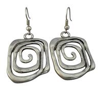 XIGAWAY Pendientes cuadrados huecos en espiral para mujer, aretes colgantes de aleación chapada en plata, aretes colgantes de malla geométrica, joyería minimalista moderna de 10 g para invierno 2025
